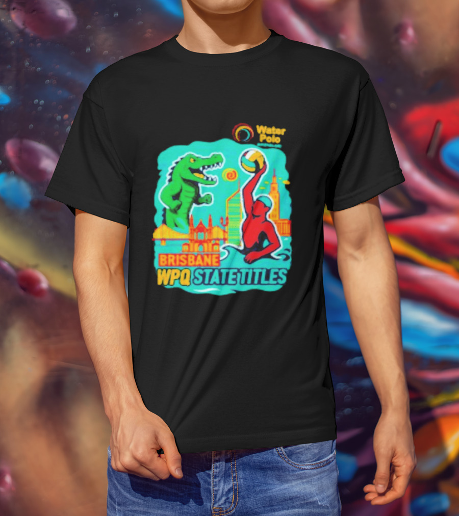 Brisbane WPQ State Titles Water Polo Tournament Crocodile Player Skyline T-Shirt