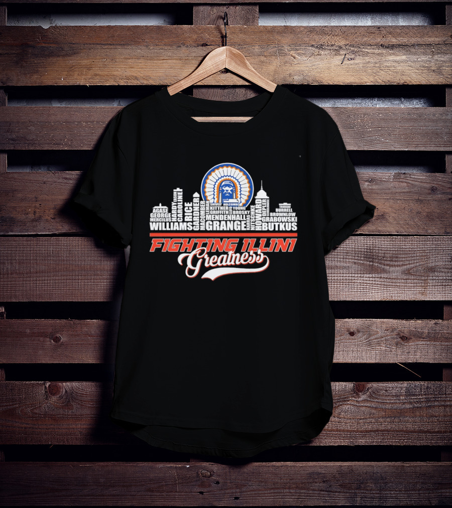 Fighting Illini Greatness Chicago Skyline Williams Brown Head Groce Thompson T-Shirt