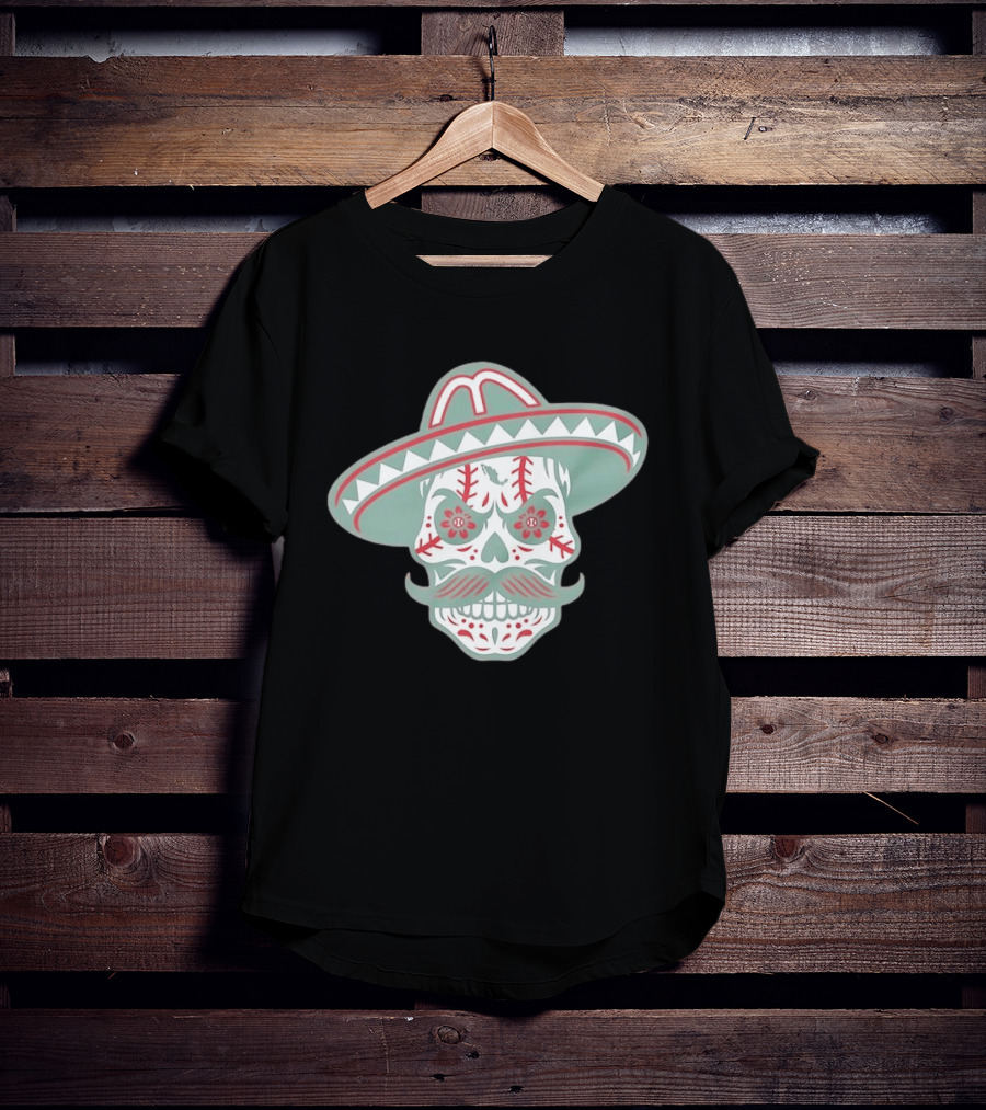 Sugar Skull Sombrero Baseball Team Mexico Nacho Alvarez Jr T-Shirt