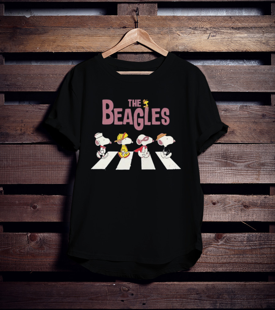 The Beagles Snoopy Woodstock Abbey Road T-Shirt