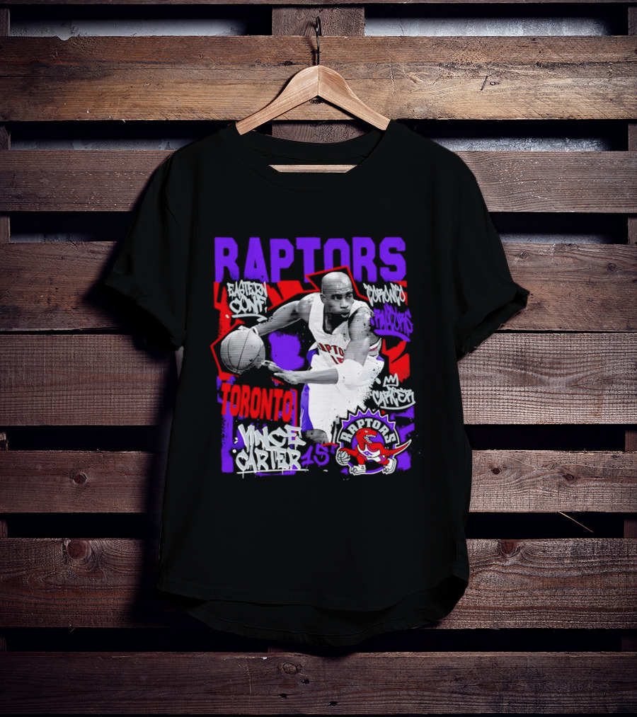 Toronto Raptors Vince Carter Chalked Up Player 15 Paint T-Shirt