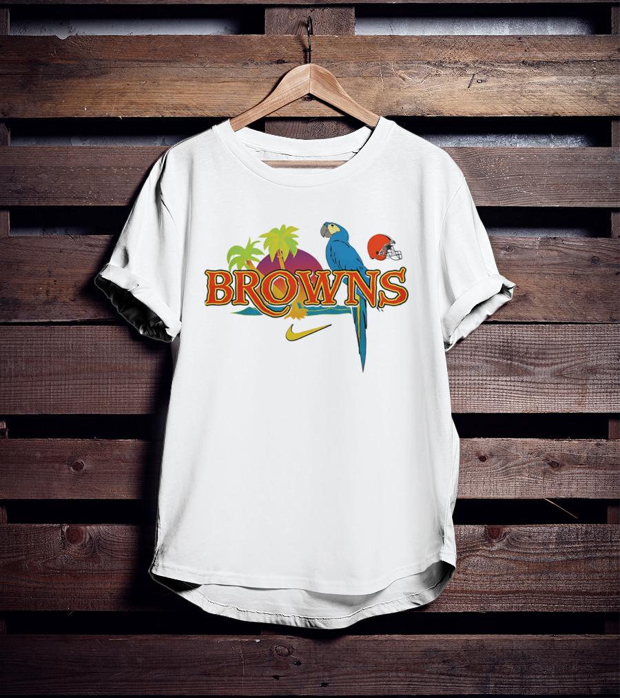 Browns Tropical Parrot Nike Cleveland Football Helmet T-Shirt