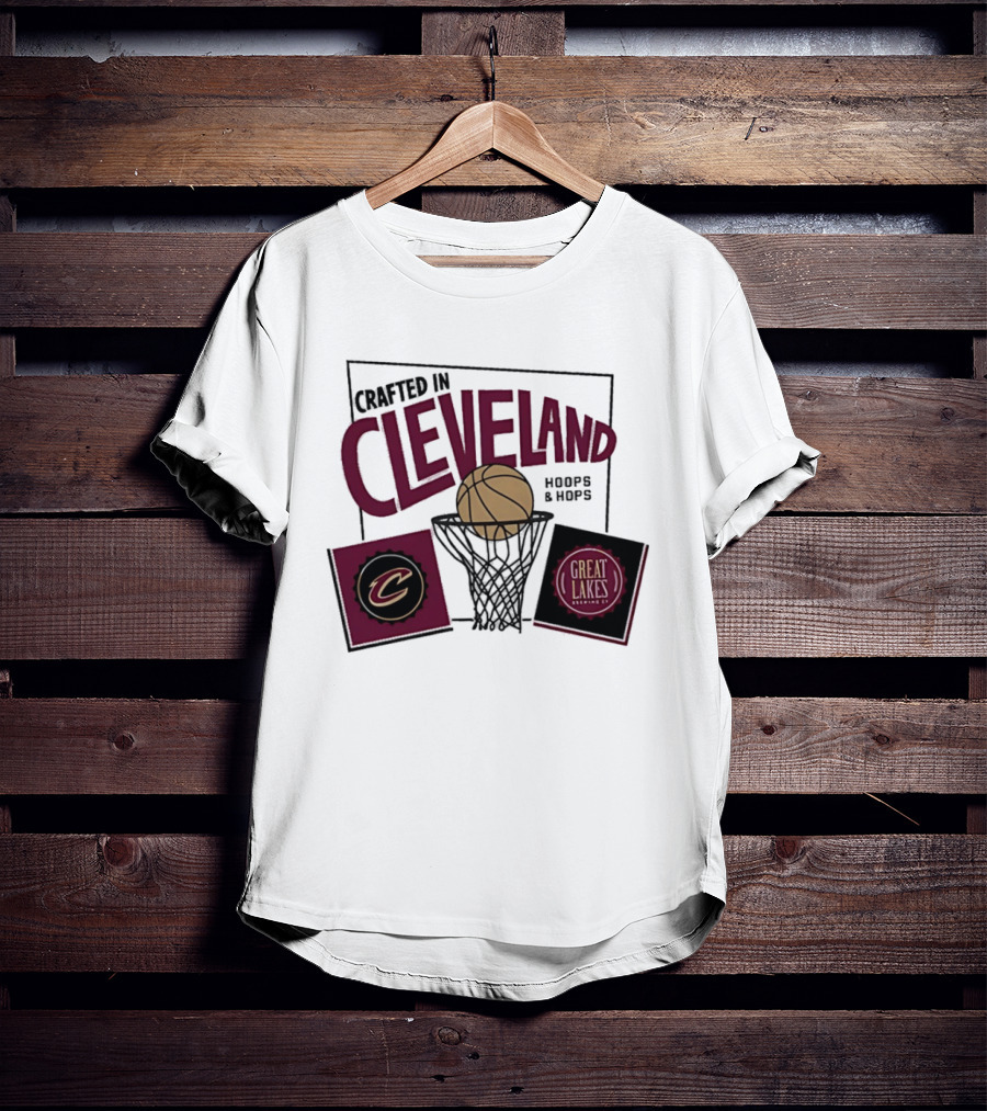 Crafted In Cleveland Hoops And Hops Cavaliers Great Lakes Brewing Co T-Shirt