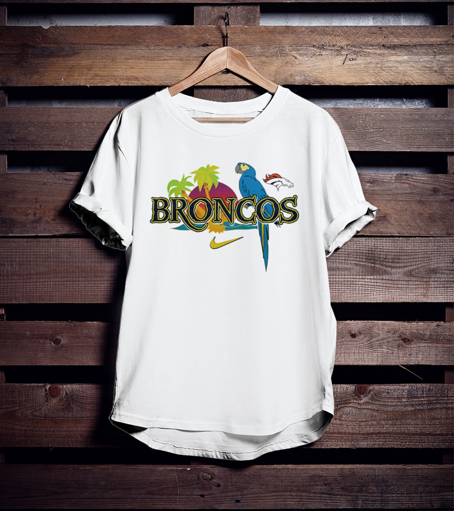 Denver Broncos Parrot Nike Tropical Vibes It's 5 O' Somewhere T-Shirt