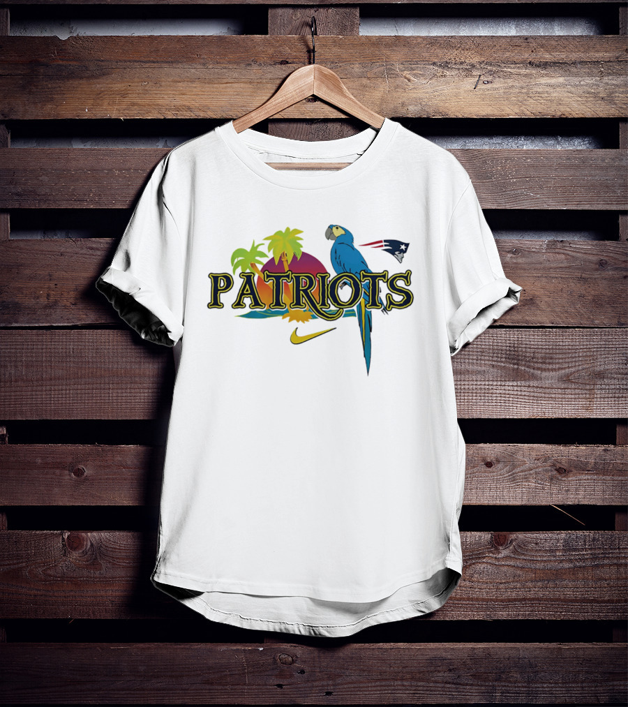 New England Patriots Tropical Parrot Sunset Nike Sports Fan T-Shirt
