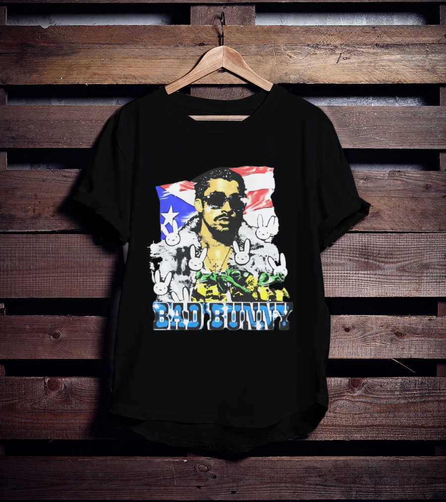Bad Bunny Puerto Rican Flag Bunny Icon Latin Music T-Shirt