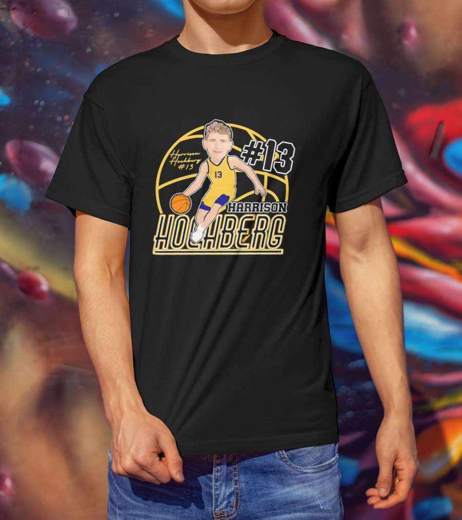 Harrison Hochberg #13 Michigan Wolverines Basketball Caricature 2026 T-Shirt