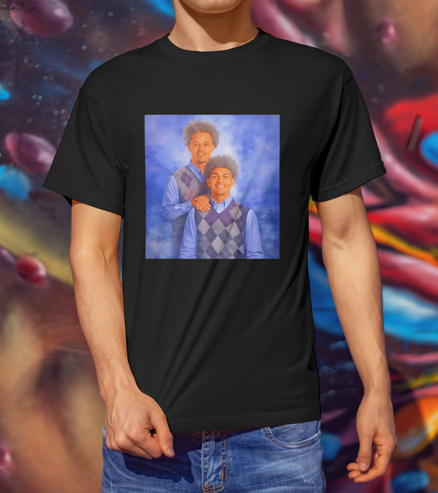 Brayden Burries Koa Peat Step Brothers Argyle Sweater Blue T-Shirt