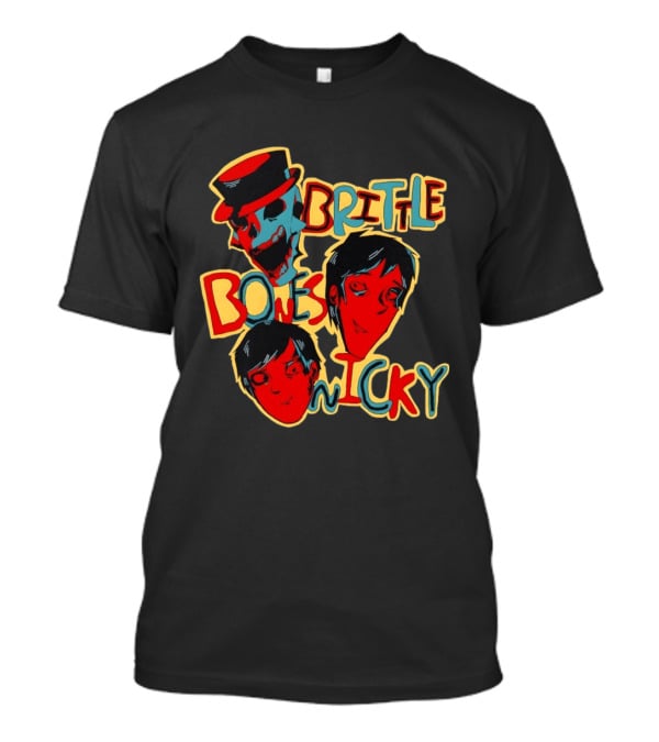 Brittle Bones Nicky Band Colorful Cartoon Character Faces T-Shirt