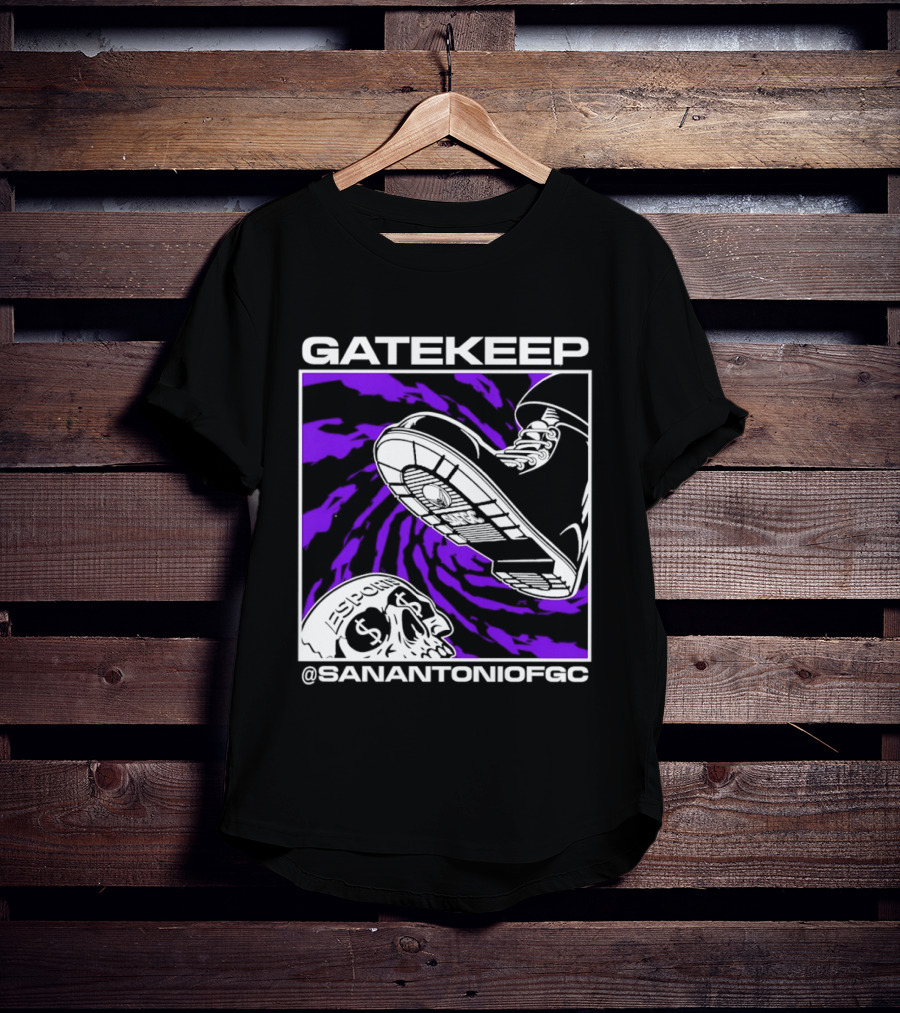 Gatekeep San Antonio Fighting Game Community Sneaker Skull T-Shirt