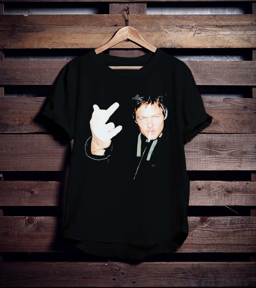 Norman Reedus The Walking Dead Daryl Dixon Middle Finger Smoking T-Shirt
