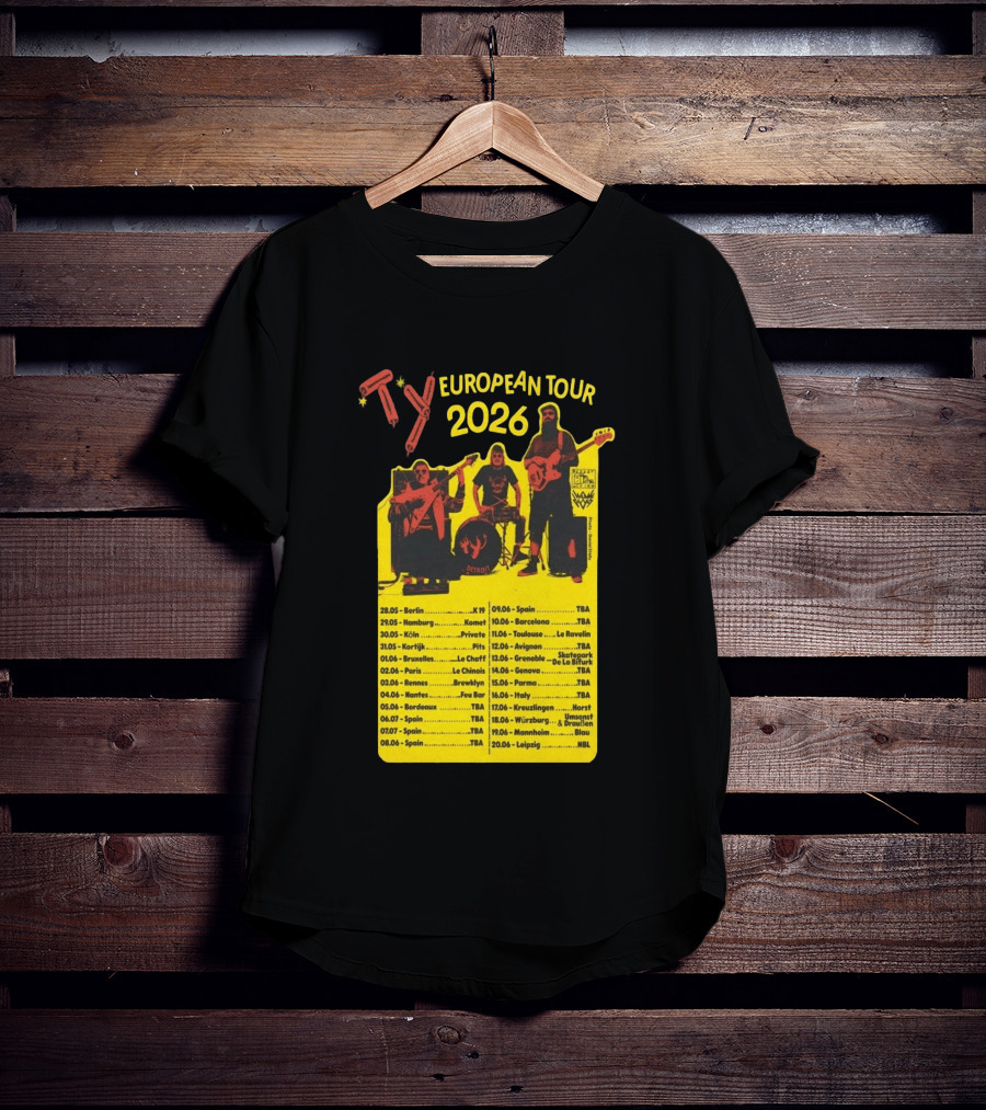 TY European Tour 2026 Band Tour Dates T-Shirt