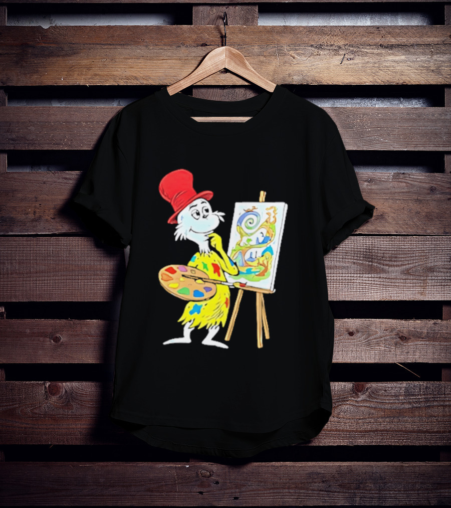 Sam I Am Red Hat Palette Painting Easel Whimsical Scene T-Shirt