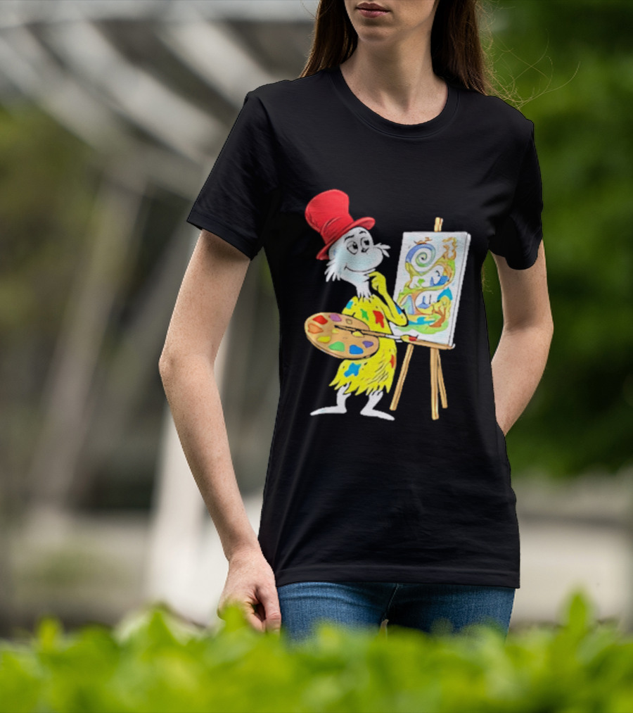 Sam I Am Red Hat Palette Painting Easel Whimsical Scene T-Shirt