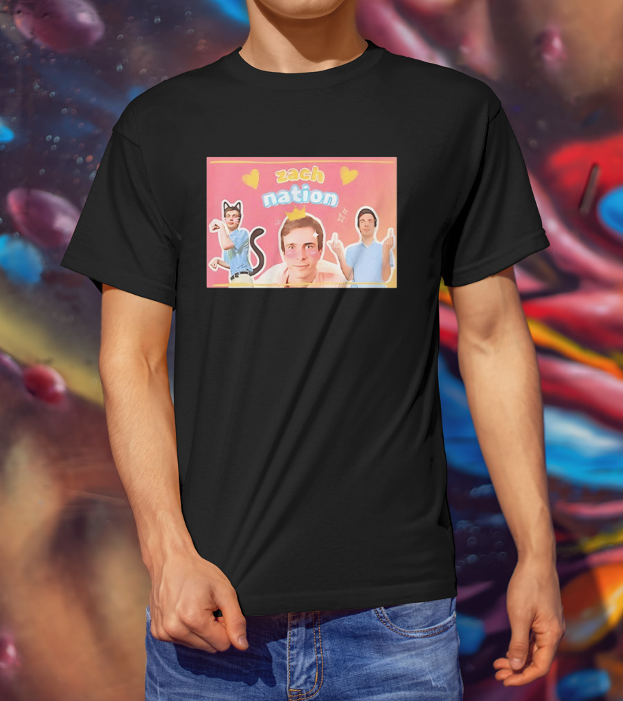 Zach Nation Zachary Sobania Cat Ears Crown Hearts Fun T-Shirt