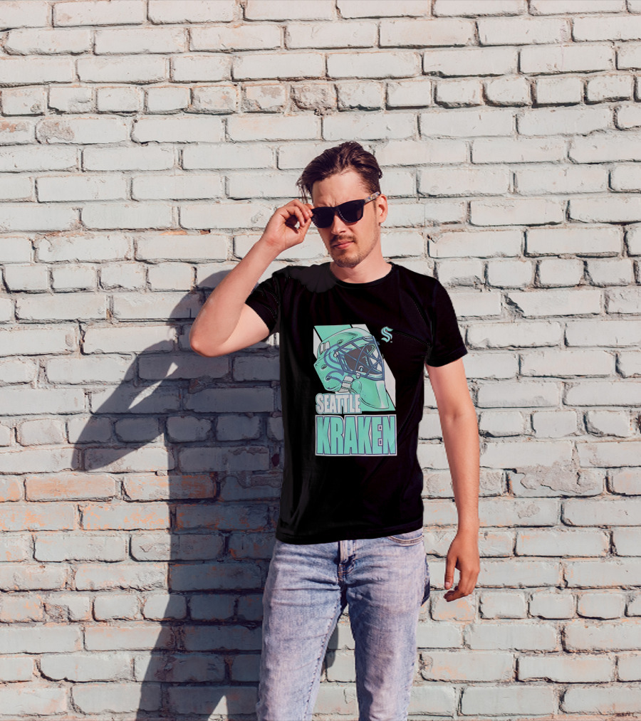 Seattle Kraken NHL Helmet Bucket Head Team T-Shirt