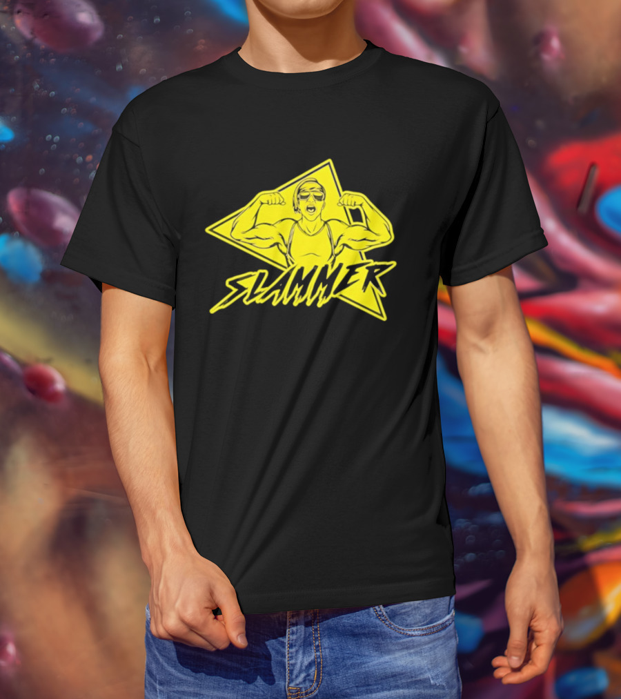 Slammer Muscle Man Headband Sunglasses Flexing Pose T-Shirt