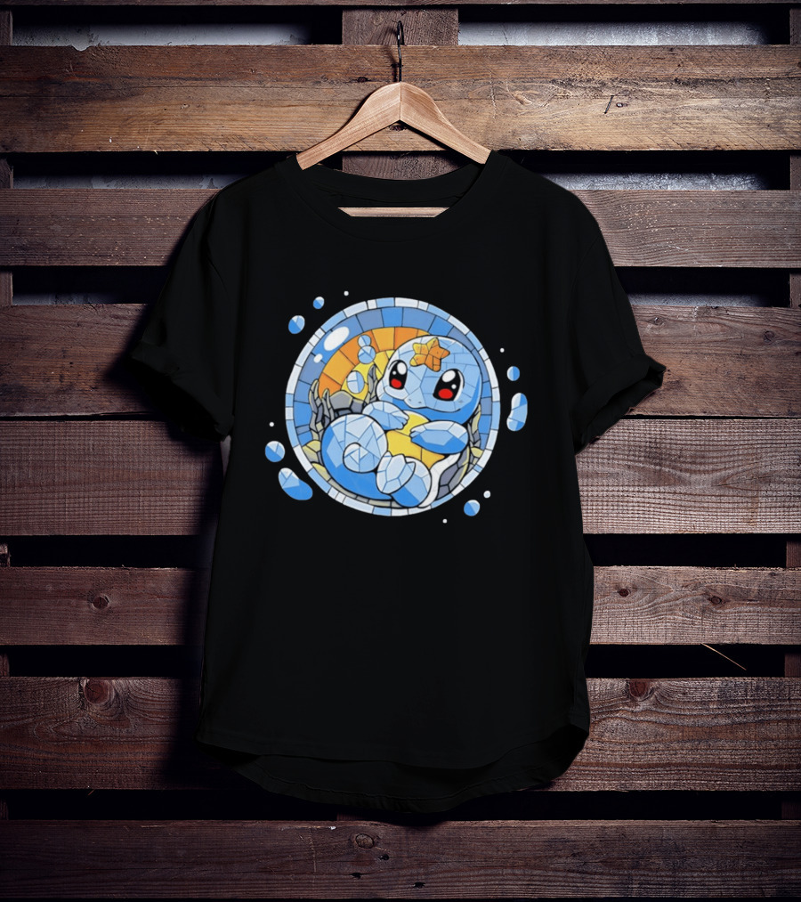 Squirtle Stained Glass Window Pokemon T-Shirt