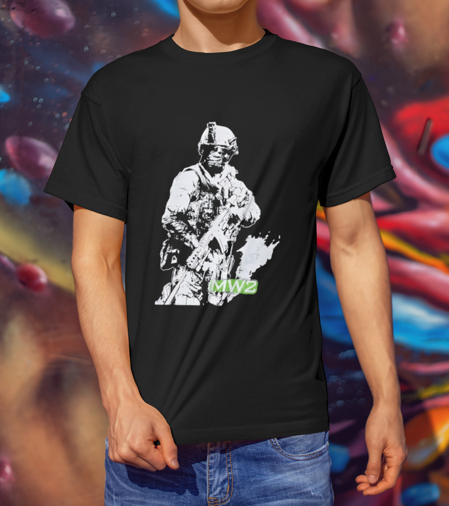 MW2 Modern Warfare Soldier Tactical Artwork Pixel T-Shirt