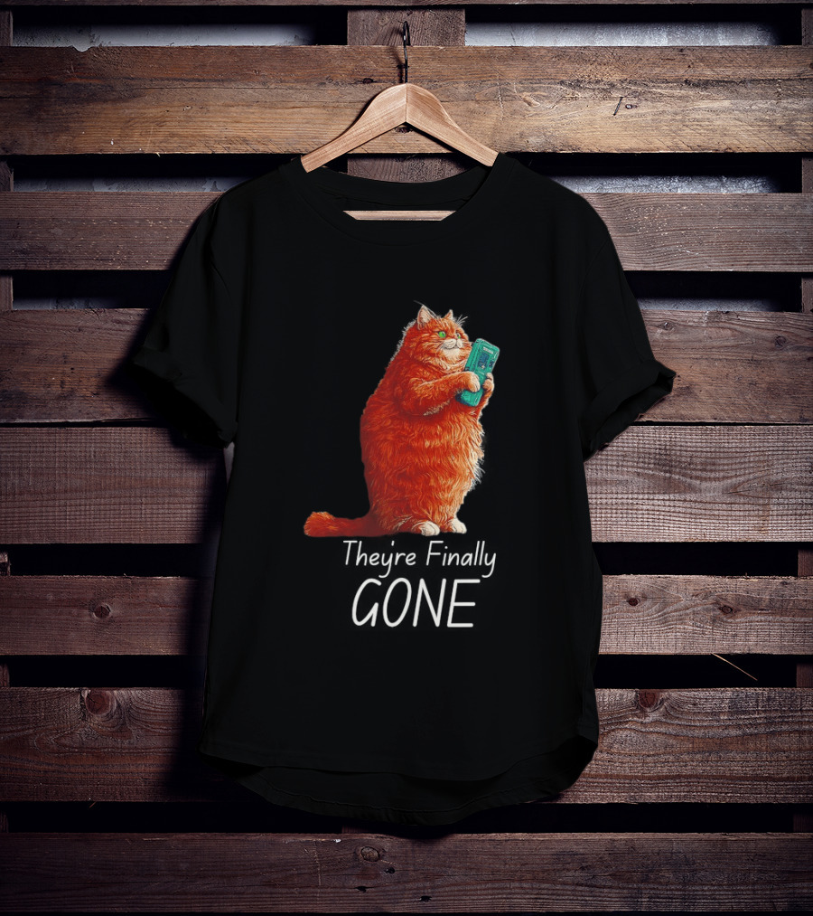 Cat They're Finally Gone Retro Video Game Console T-Shirt