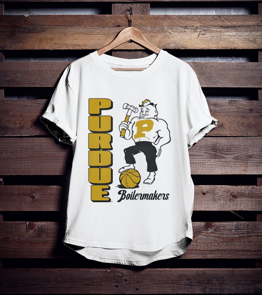Purdue Boilermakers Basketball Hammer 1970s Retro Team T-Shirt
