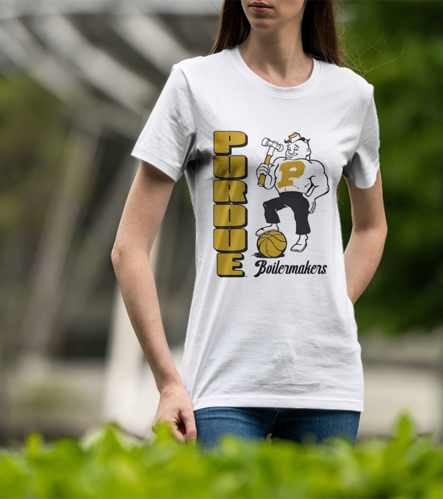 Purdue Boilermakers Basketball Hammer 1970s Retro Team T-Shirt