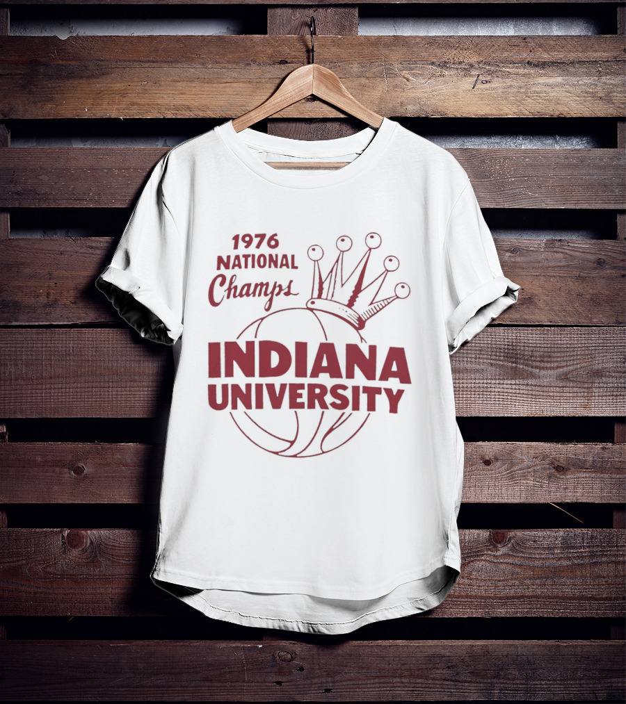 Indiana University 1976 National Champs Basketball Crown T-Shirt