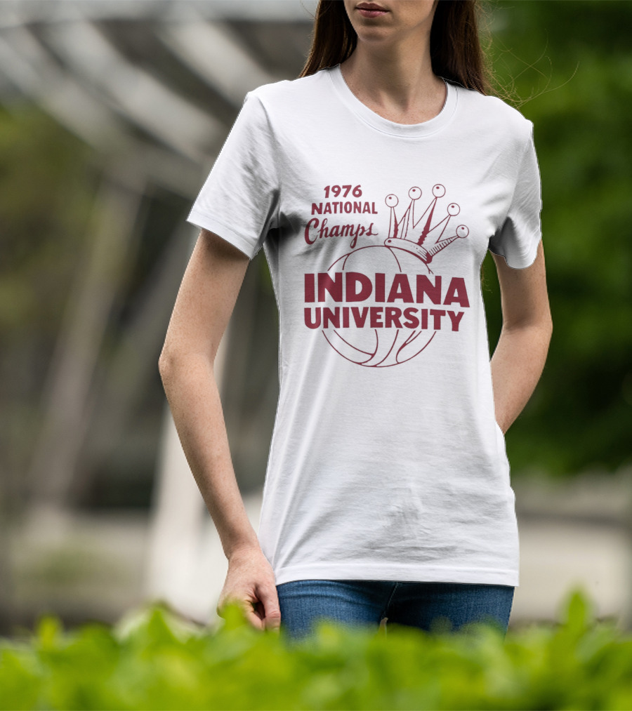 Indiana University 1976 National Champs Basketball Crown T-Shirt