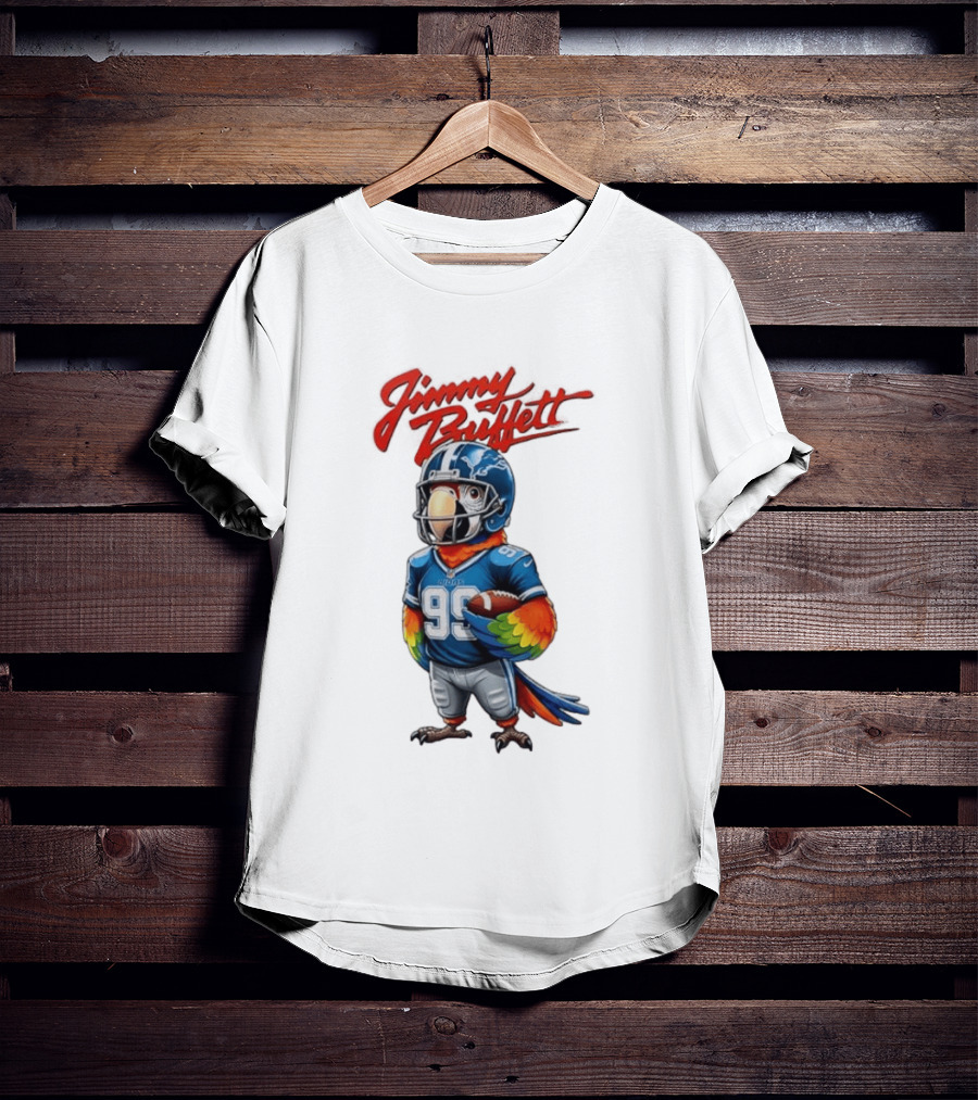 Jimmy Buffett Detroit Lions Parrot 99 Football Team Spirit T-Shirt