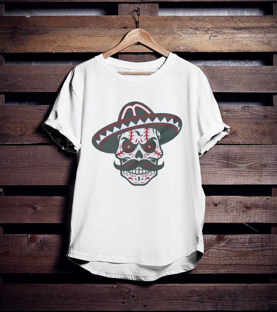 Skull Calaveras Mexico Sombrero Sugar Skull Baseball T-Shirt