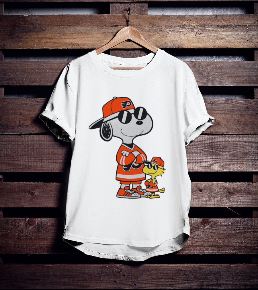 Snoopy Woodstock Philadelphia Flyers NHL Hockey Sunglasses T-Shirt
