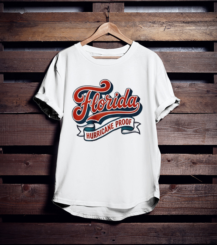 Florida Hurricane Proof Script Ribbon T-Shirt