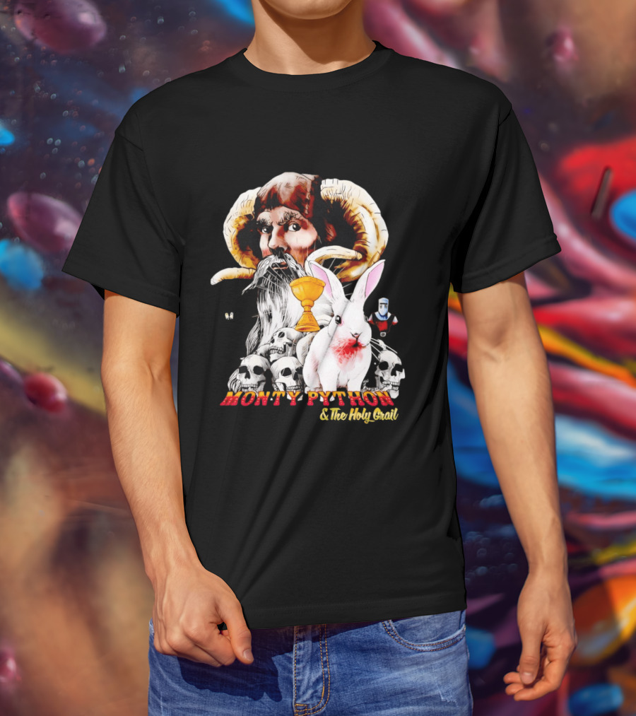 Monty Python And The Holy Grail Tim The Enchanter Killer Rabbit Grail Skulls T-Shirt