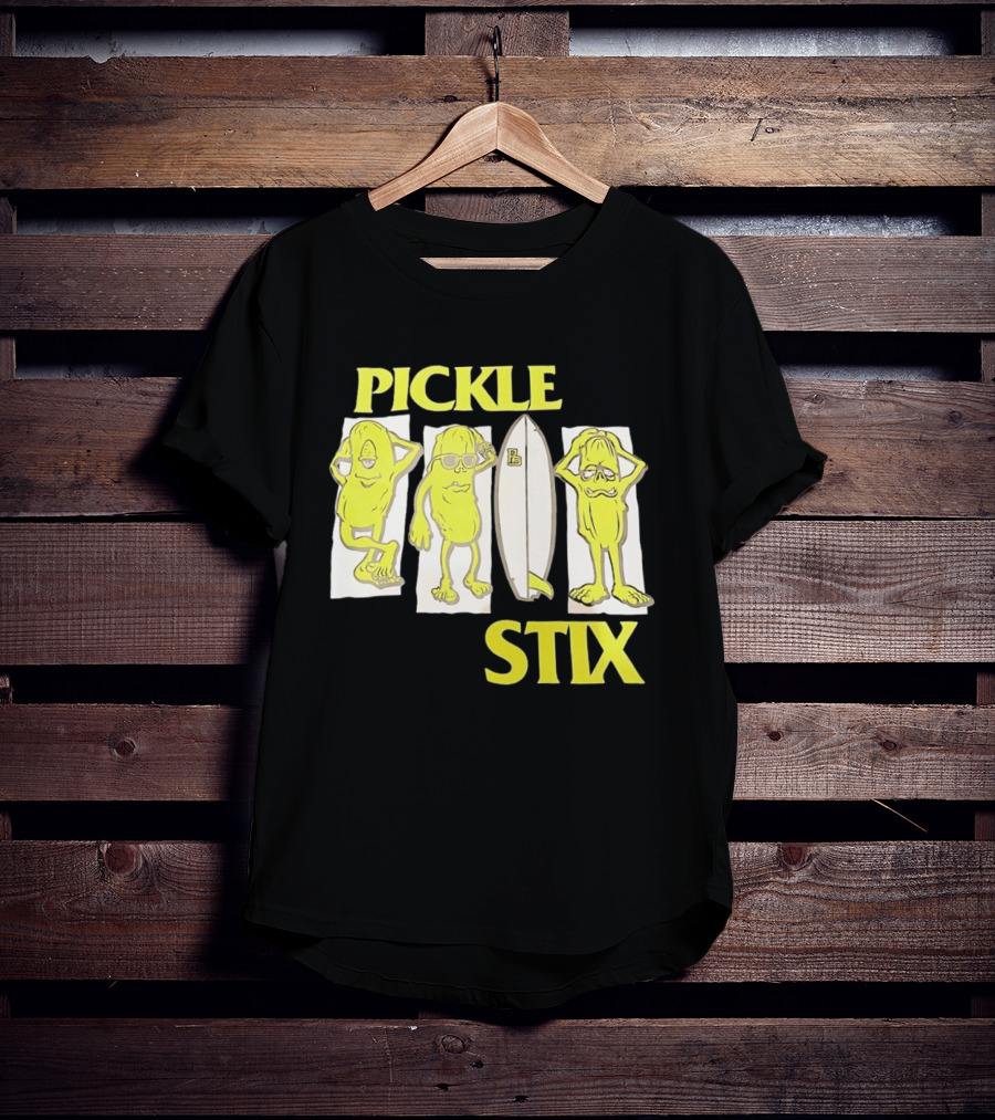 Pickle Stix Surfboard Vacation Characters T-Shirt
