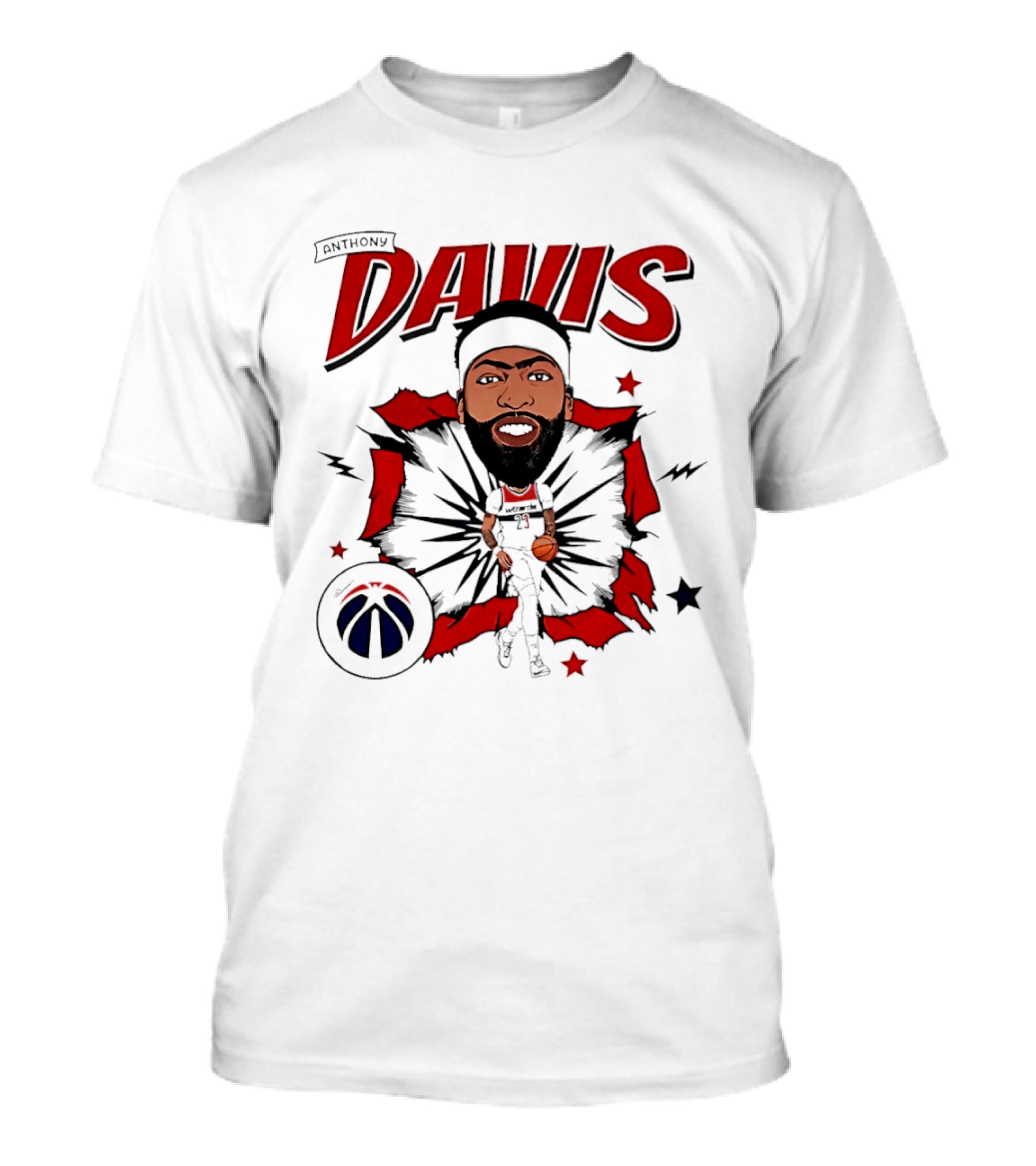 Anthony Davis Washington Wizards Cartoon Style Basketball Star T-Shirt