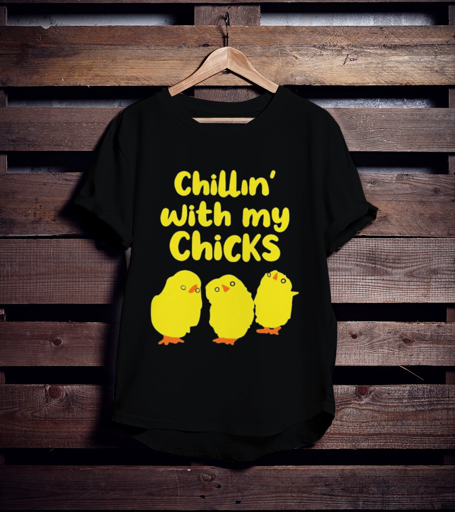 Chillin' With My Chicks Cute Yellow Cartoon Birds T-Shirt