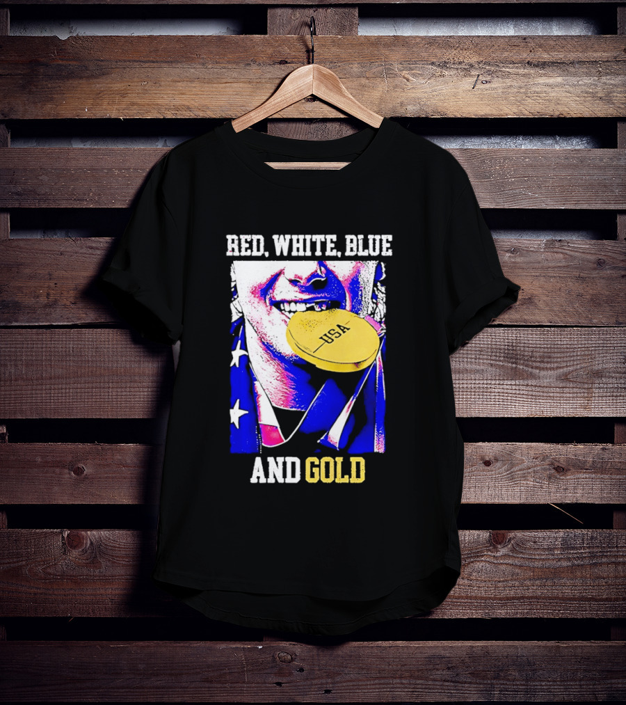 Red White Blue And Gold USA Hockey 2026 Winter Olympics Jack Hughes T-Shirt