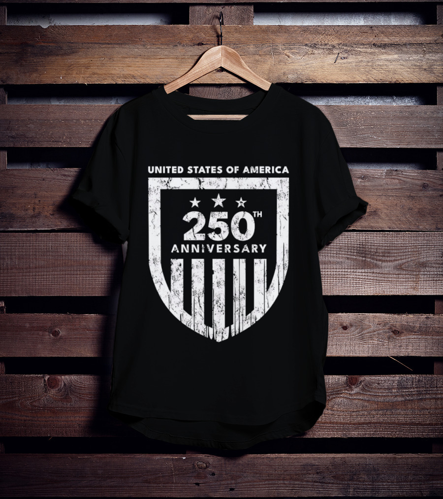 United States Of America 250th Anniversary Shield Stars Stripes T-Shirt