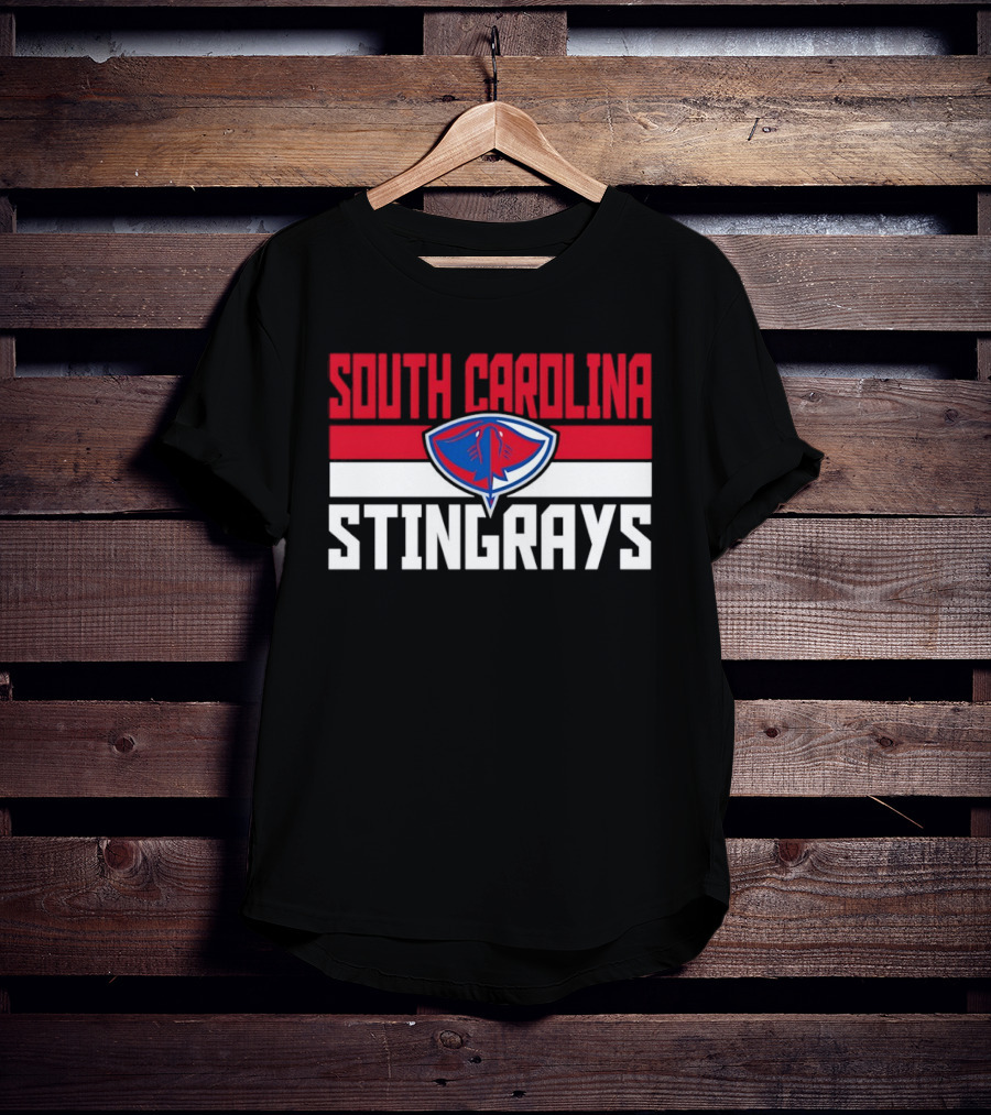 South Carolina Stingrays Hockey Team Logo Bold Red Blue White T-Shirt