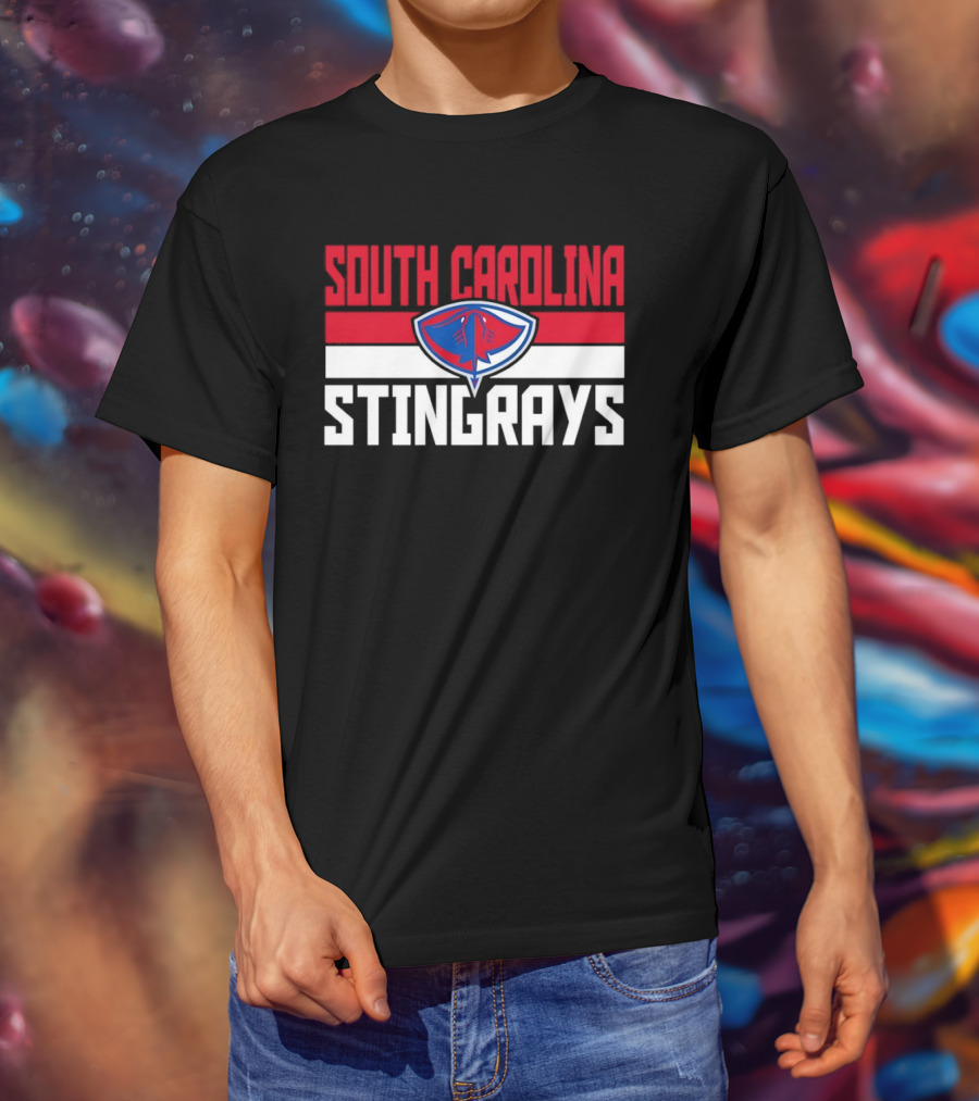South Carolina Stingrays Hockey Team Logo Bold Red Blue White T-Shirt
