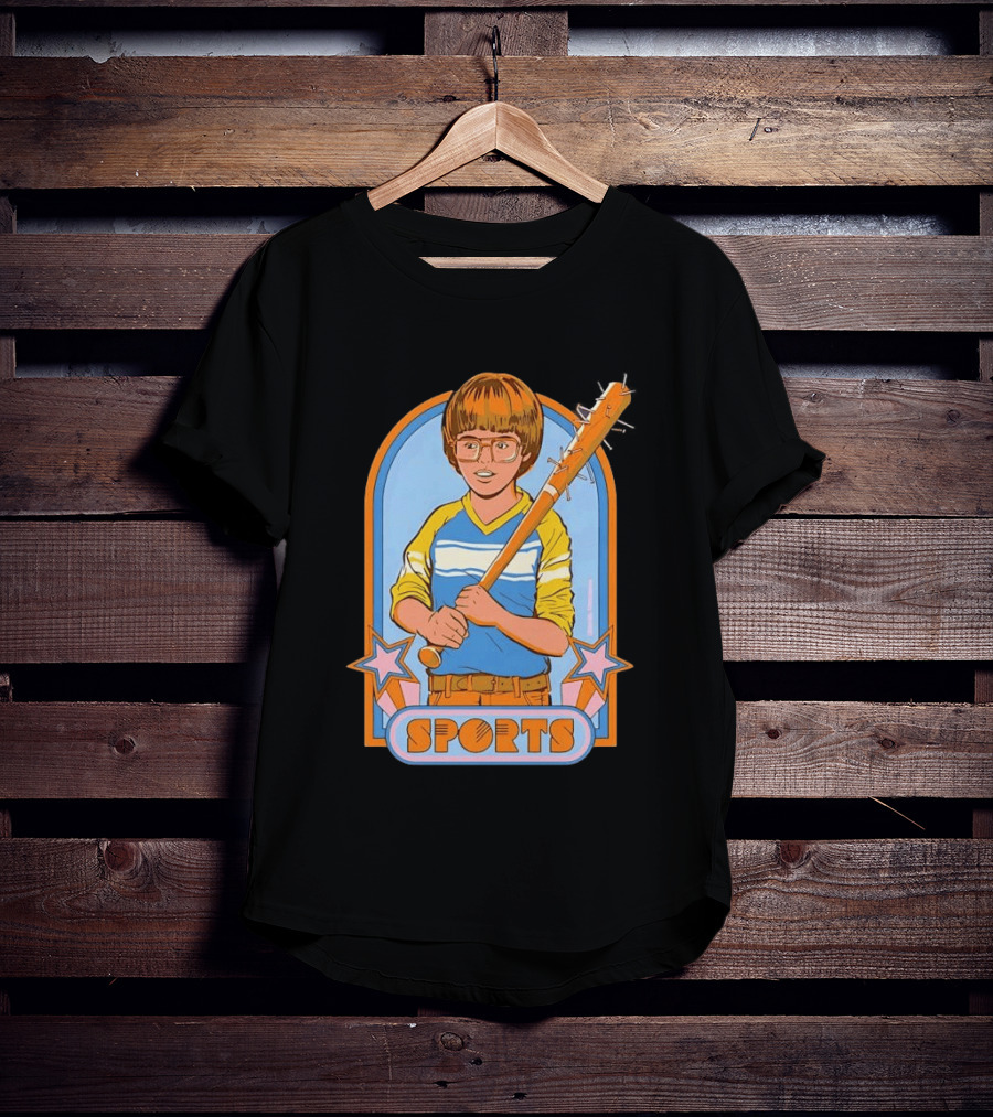 Steven Rhodes Retro Sports Baseball Bat Boy With Glasses T-Shirt