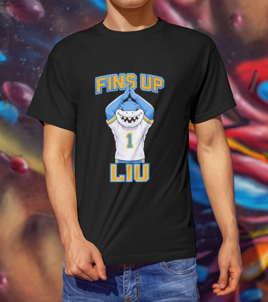 LIU Sharks Fins Up Number 1 Celebration T-Shirt