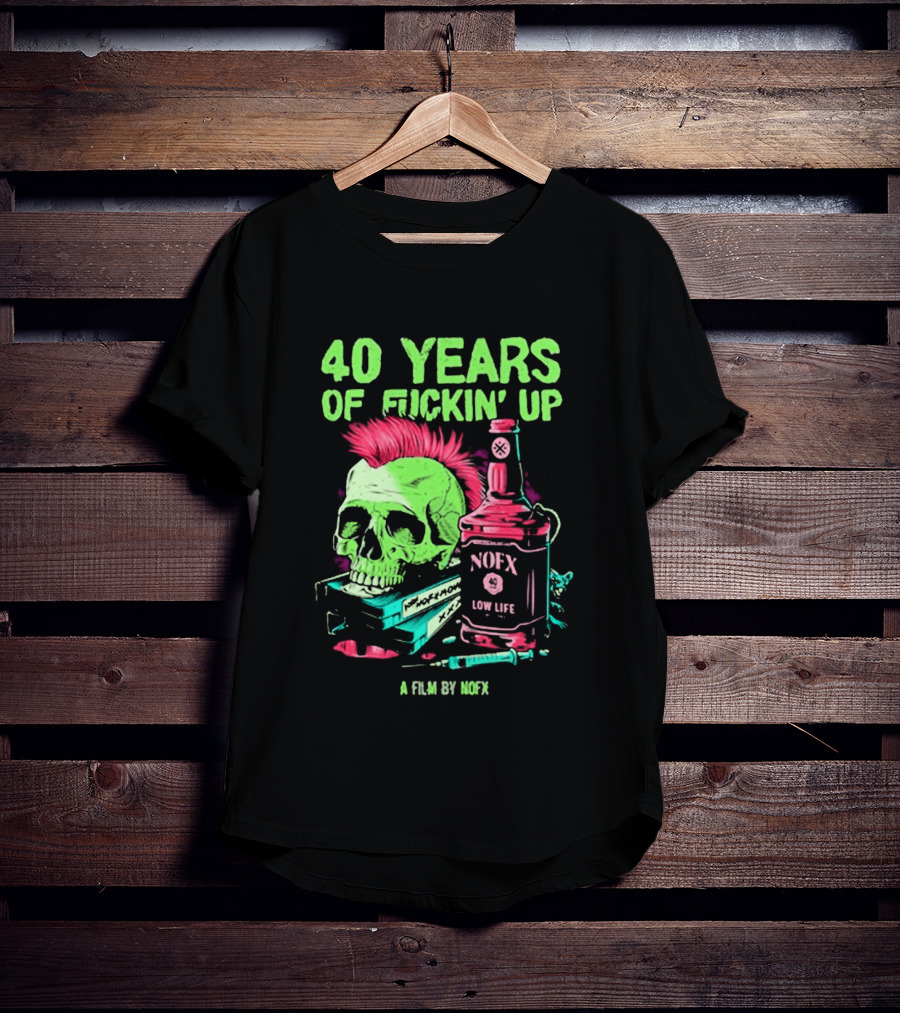 40 Years Of Fuckin' Up NOFX Bottle Skull A Film By NOFX T-Shirt