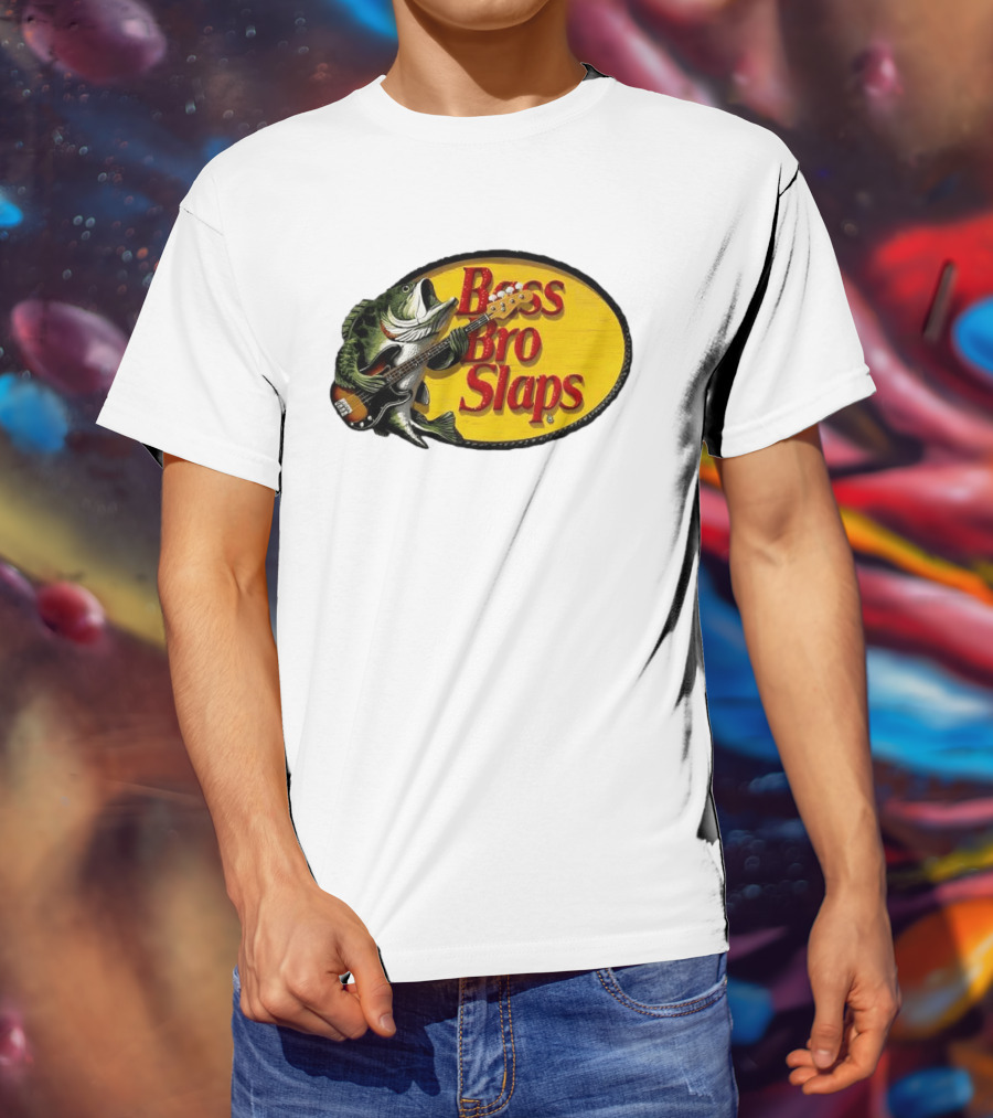 Bass Bro Slaps Fish Playing Electric Guitar T-Shirt