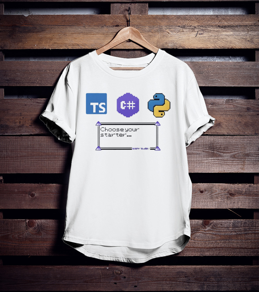 Choose Your Starter TS C# Python Pixel T-Shirt
