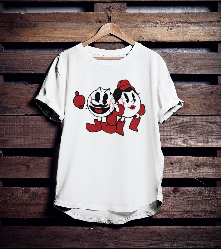 Cincinnati Reds Mr And Ms Baseball Cartoon T-Shirt