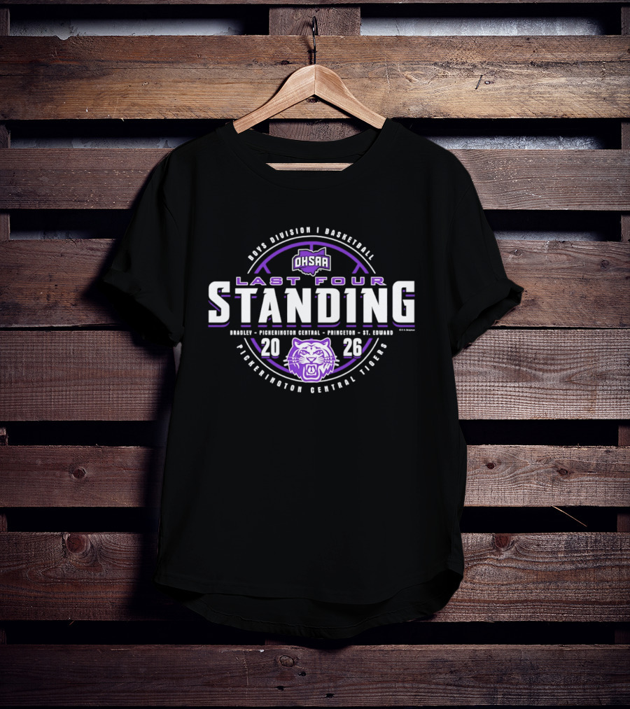 OHSAA 2026 Boys Basketball Division I Last Four Standing Pickerington Central Tigers T-Shirt
