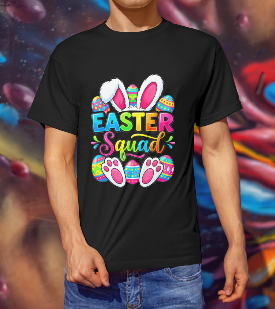 Easter Squad Bunny Ears Colorful Egg Hunt Matching Family 2026 T-Shirt