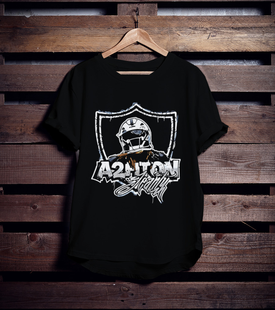 A2HTON Ashton Jeanty Las Vegas Raiders Graffiti Style Helmet Shield T-Shirt