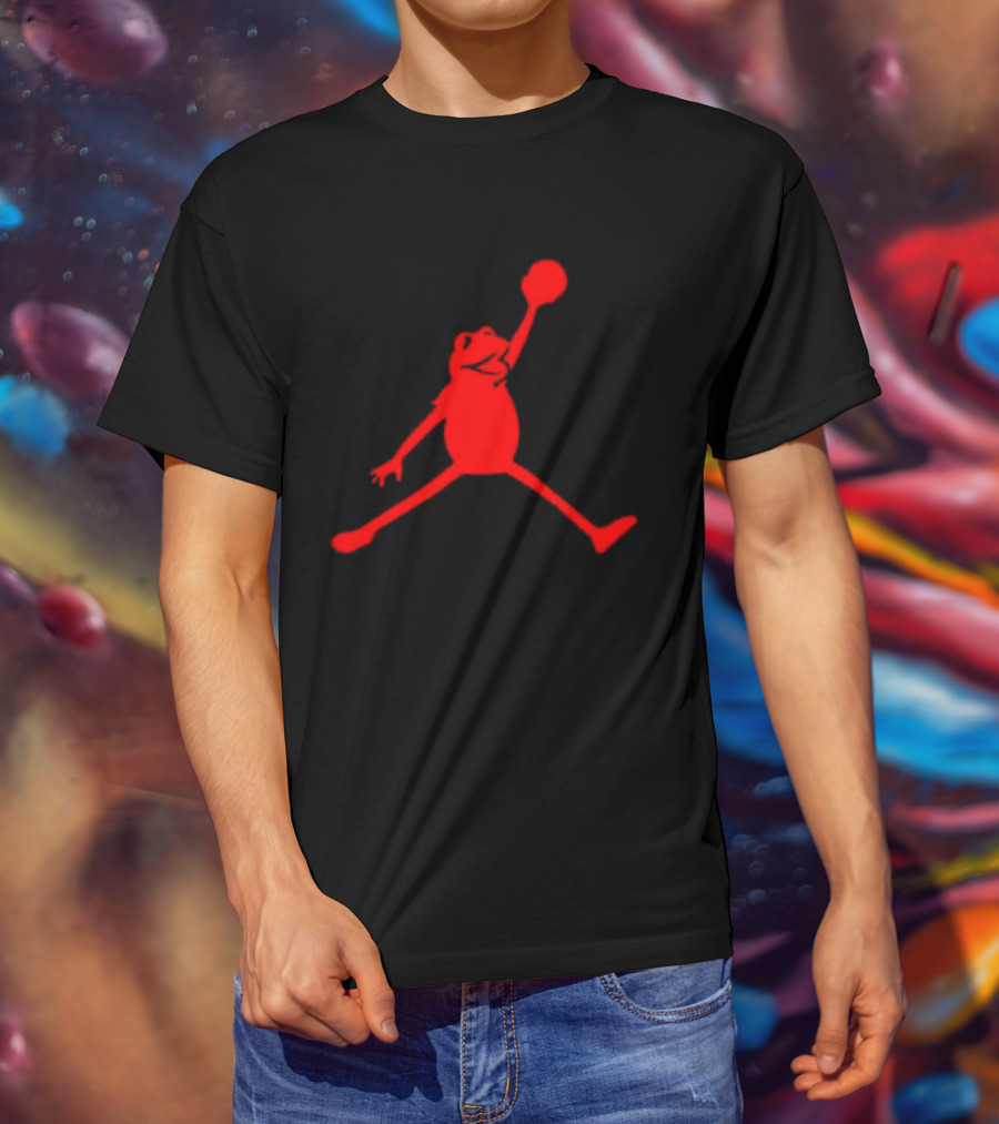 Jordan Frogs Jump Dunkman Kermit Parody Red T-Shirt